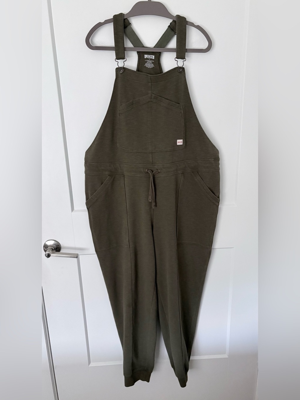 Duluth Trading Co Overhauled Knit Overalls Jogger Olive Green - Size L